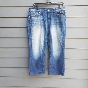 Zenim Denim Natural Waist Cropped Jeans Bling on Back Pockets size 29 8
